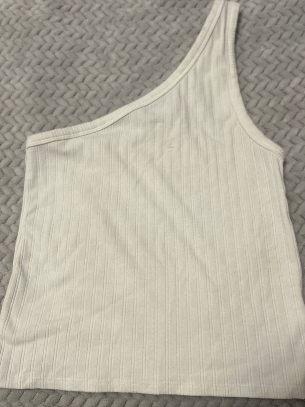 American Eagle Outfitters One-Shoulder Ribbed Cream Top